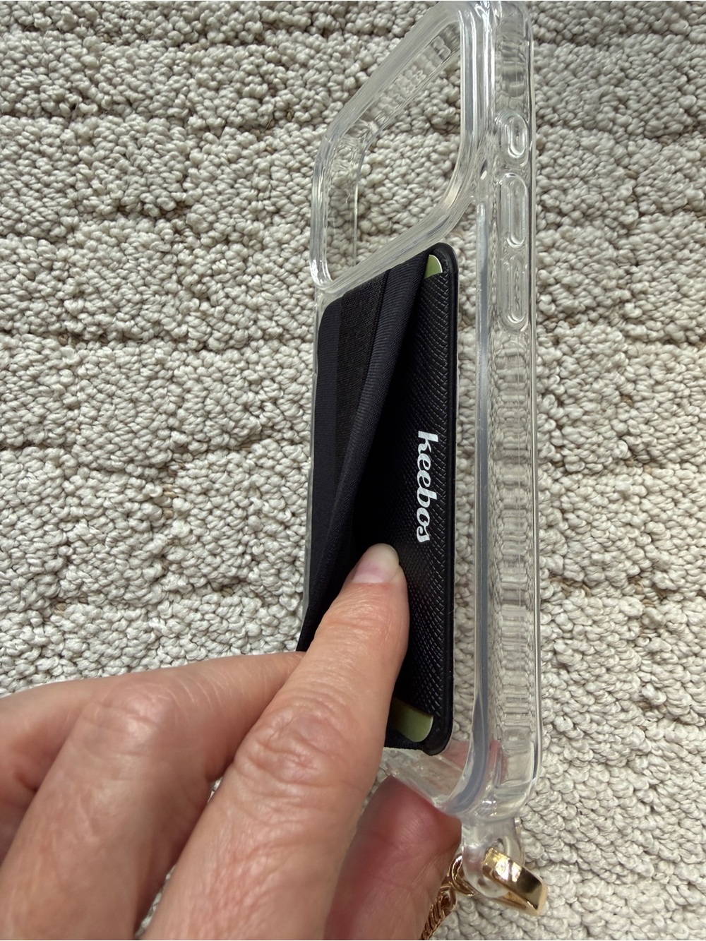 Keebos Crossbody Cardholder Phone Case Clear with Gold Strap - Picture 4 of 8